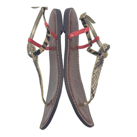 Sam Edelman Gigi Leather Snake Animal Print Dyed Fur Flip Flop Flat Sandals 8.5 - Picture 5 of 10